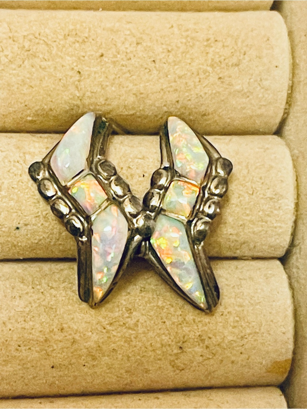 VTG SOUTHWEST Sterling Silver Opal stud Earrings 4 G